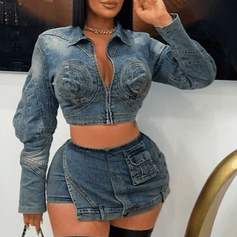 Daring Denim Skort Set - Palazzo Couture Online