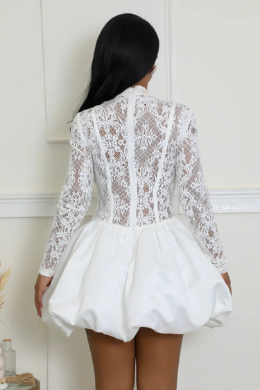 Women's White mini dress elegant style back view