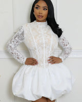 Date Night Mini Dress ( White) close up detail of elegant design