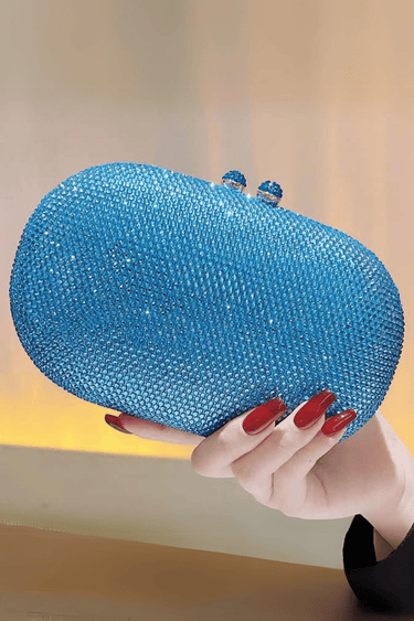 Blue crystal clutch bag – sparkly rhinestone evening purse for women