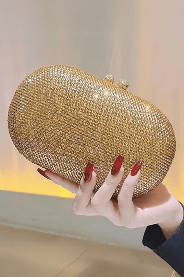 Gold crystal clutch bag – sparkling rhinestone evening purse for women