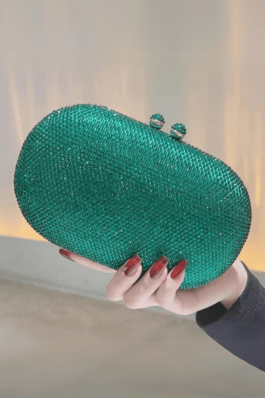 Green crystal clutch bag – sparkling rhinestone evening bag for women