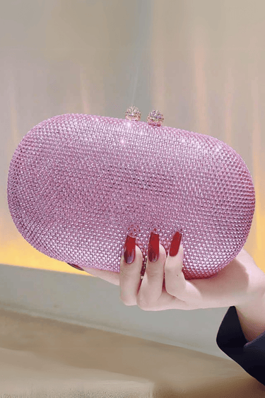Pink crystal clutch bag – sparkling rhinestone evening purse for women