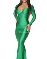 Deep in My Heart Gown (Green) close up detail of elegant design and fabric