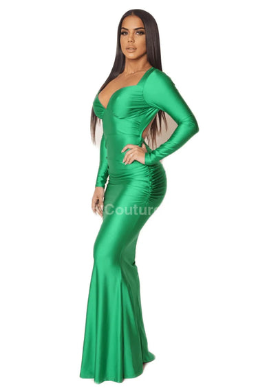 Deep in My Heart Gown (Green) front view showing full-length maxi silhouette