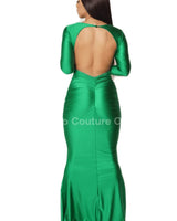 Deep in My Heart Gown (Green) side view highlighting floor-length hemline