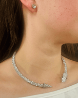 Delicate Serpentine Necklace Set (Silver)