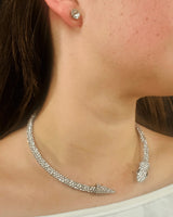 Delicate Serpentine Necklace Set (Silver) – Elegant Silver Jewelry Set for women - fashion jewelry by Palazzo Couture