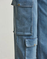 Denim Blossom Pant Set side view showing pants silhouette and fit