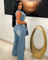 Denim Dreamer Jumpsuit - Palazzo Couture Online