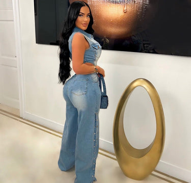 Denim Dreamer Jumpsuit - Palazzo Couture Online