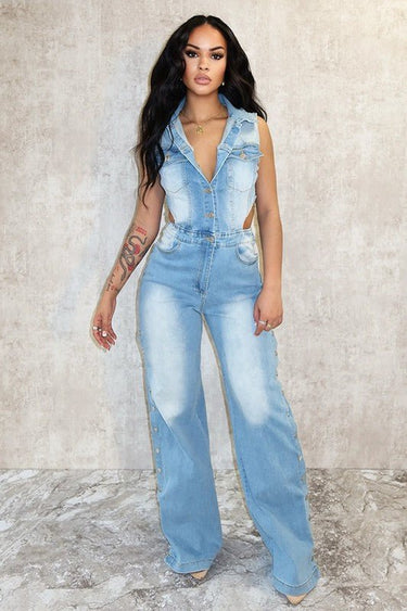 Denim Dreamer Jumpsuit - Palazzo Couture Online