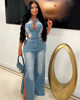 Denim Dreamer Jumpsuit - elegant jumpsuit for parties and events