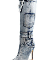 Denim High Boots for Women – Stylish Knee‑High Heels - women's fashion boots