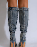 Denim High Boots for Women – Stylish Knee‑High Heels - trendy women's boots