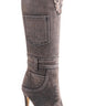 Denim Scandalous Knee-High Heel Boots (Camel) for women - boots by Palazzo Couture