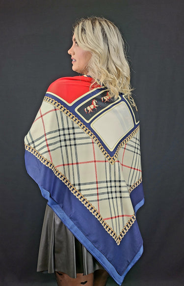 Derby Style Print Satin Scarf - Palazzo Couture Online