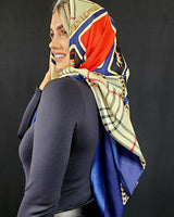 Derby Style Print Satin Scarf - Palazzo Couture Online