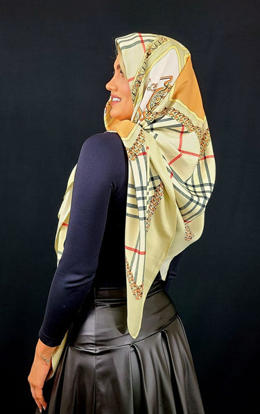 Derby Style Print Satin Scarf - Palazzo Couture Online