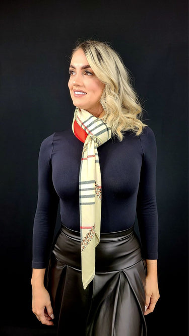 Derby Style Print Satin Scarf - Palazzo Couture Online