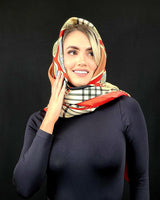 Derby Style Print Satin Scarf (red) - Palazzo Couture Online
