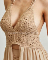 Desert Bloom Crochet Chiffon Shorts Set – Peanut - stylish beach and pool outfit