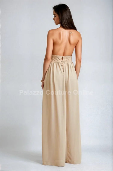 Desert Bloom Crochet Chiffon Shorts Set – Peanut - Palazzo Couture Online