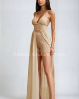 Desert Bloom Crochet Chiffon Shorts Set – Peanut - Palazzo Couture Online