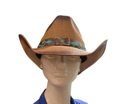 Desert Bloom Western Cowboy Hat with Turquoise Embroidery - view 2