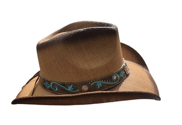 Desert Bloom Western Cowboy Hat with Turquoise Embroidery - view 3