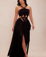 Desert Muse Braided Maxi Dress - Black - Palazzo Couture Online