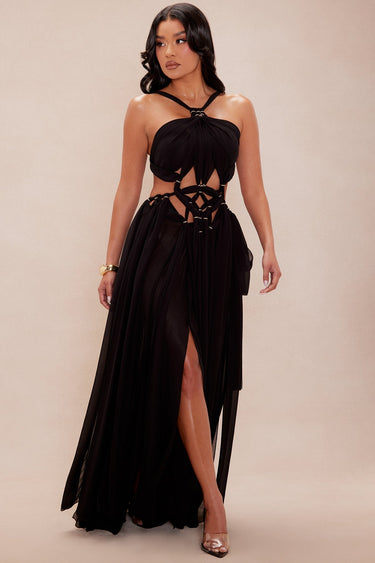 Desert Muse Braided Maxi Dress - Black - Palazzo Couture Online