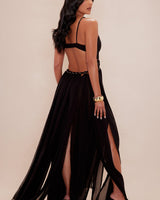 Desert Muse Braided Maxi Dress - Black - Palazzo Couture Online