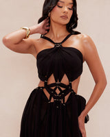 Desert Muse Braided Maxi Dress - Black - Palazzo Couture Online