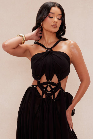 Desert Muse Braided Maxi Dress - Black - Palazzo Couture Online