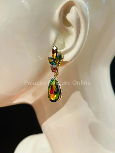 Dew Drop Crystal Earrings – Petroleum - women's statement jewelry