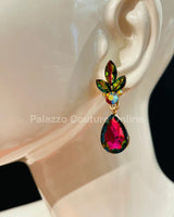 Dew Drop Crystal Earrings – Petroleum for women - fashion jewelry by Palazzo Couture