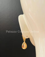 Dew Drop Crystal Evening Earrings (Gold) - Palazzo Couture Online