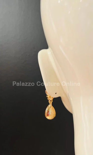 Dew Drop Crystal Evening Earrings (Gold) - Palazzo Couture Online