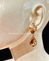 Dew Drop Crystal Evening Earrings (Gold) - Palazzo Couture Online
