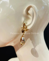 Dew Drop Crystal Evening Earrings (Gold) - Palazzo Couture Online