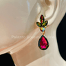 Dew Drop Crystal Evening Earrings (Petroleum) - Palazzo Couture Online
