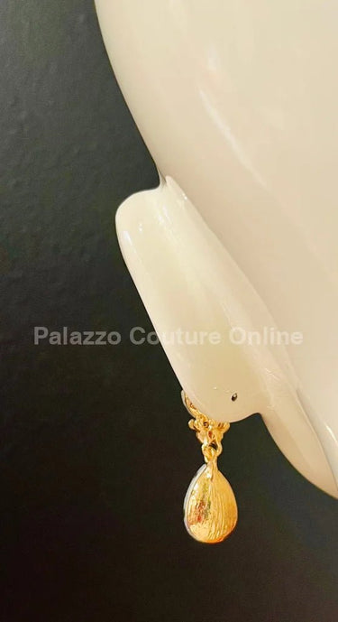 Dew Drop Crystal Evening Earrings (Petroleum) - Palazzo Couture Online