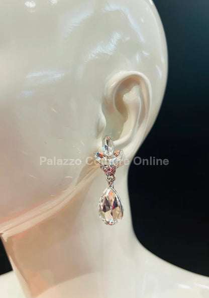 Dew Drop Crystal (Silver) Evening Earrings