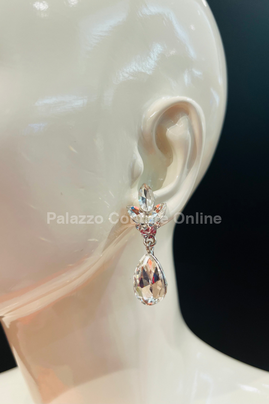 Dew Drop Crystal (Silver) Evening Earrings One Size / Silver