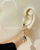 Dew Drop Crystal Silver - Gold Evening Earrings - Palazzo Couture Online