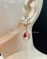 Dew Drop Crystal Silver-Gold Evening Earrings for women - fashion jewelry by Palazzo Couture