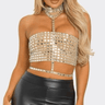 Diva Mirror Mosaic Crop Top (Nude) - Palazzo Couture Online