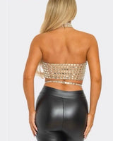 Diva Mirror Mosaic Crop Top (Nude) - women's sleeveless top