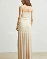 Women's Nude maxi dress elegant style back view